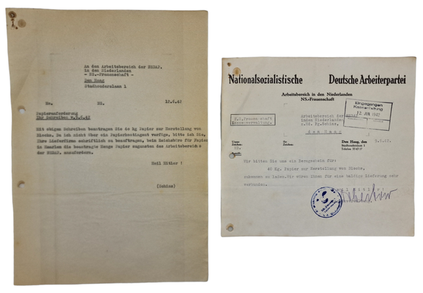 Original WW2 Dutch Collaboration Document - NSDAP NS Frauenschaft The Hague, Haarlem (1942)