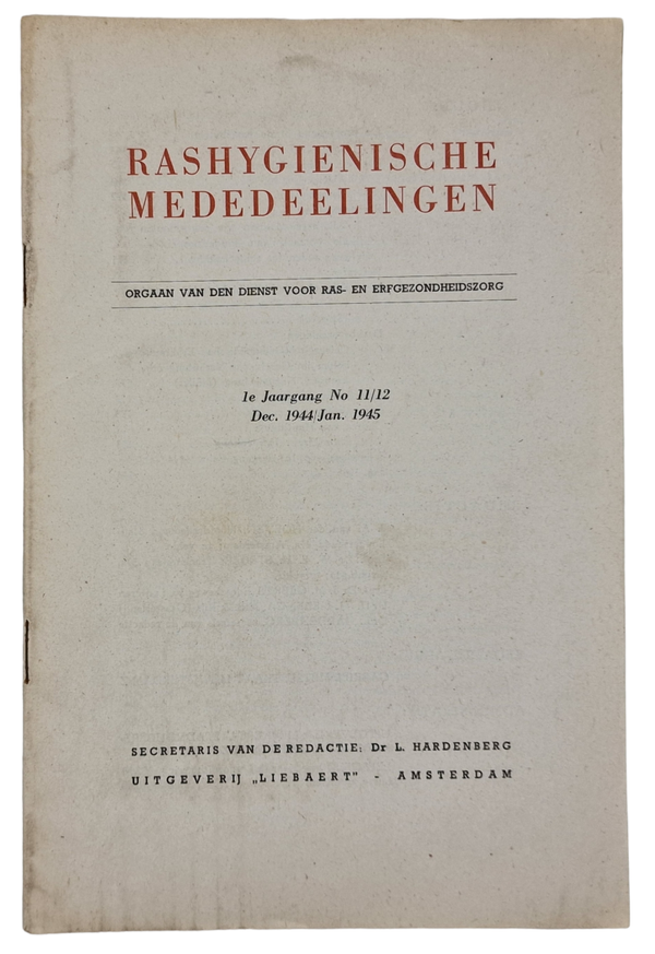 Original WW2 Dutch Collaboration NSB Brochure - Rashygienische Mededeelingen 1st Year No. 11/12 (1945)