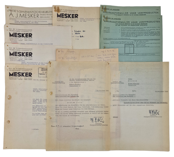 Original WW2 Dutch Collaboration Document - NSDAP The Hague, wood for desk furniture (1942)