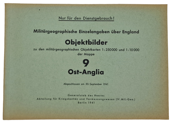 Original WW2 German Book - Militärgeograpische Einzelangaben über England Objektbilder 9 Ost-Anglia (1941)