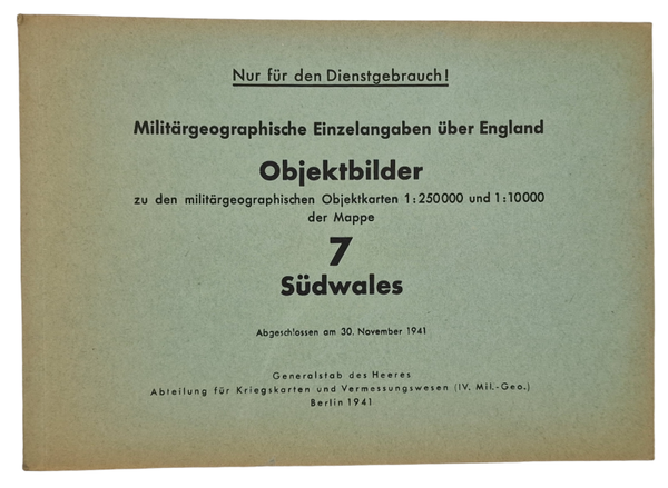 Original WW2 German Book - Militärgeograpische Einzelangaben über England Objektbilder 7 Südwales (1941)