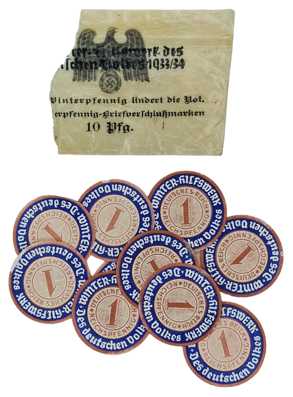 Original WW2 German WHW Document - WHW Winterhilfswerk Winterpfennig 10 Pfg (1933 1934)