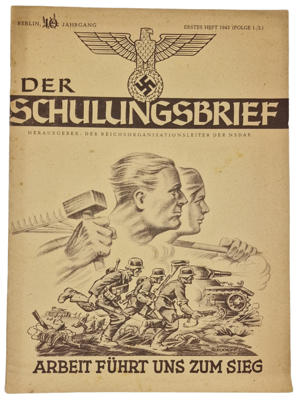 Original WW2 German Magazine - Der Schulungsbrief 10th Year No. 1/2 (1943)