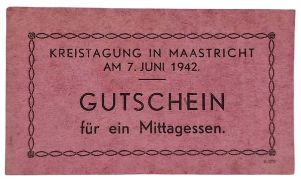 Original WW2 Dutch Document - Gutschein Kreistagung in Maastricht, Mittagessen (1942)