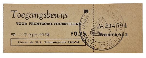 Original WW2 Dutch Collaboration NSB Document - Entry ticket Frontzorg (1943)