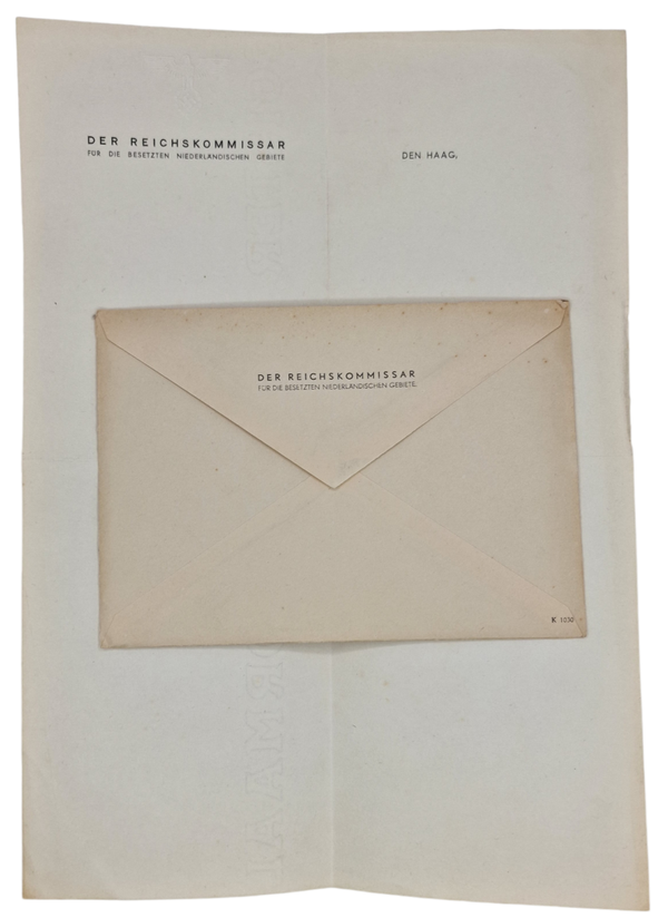 Original WW2 Dutch Document - Writing paper Der Reichskommissar für die Besetzten Niederländischen Gebiete, Seyss-Inquart