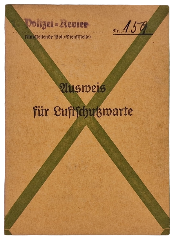 Original WW2 German Document - Ausweis für Luftschutzwarte Hannover (1943)