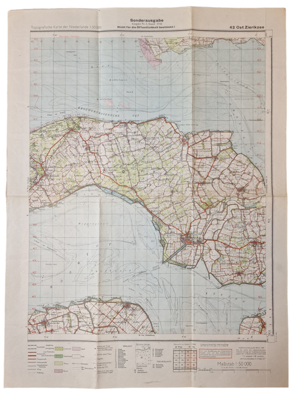 Original WW2 German Map - Sonderausgabe Ost Zierikzee (1943)