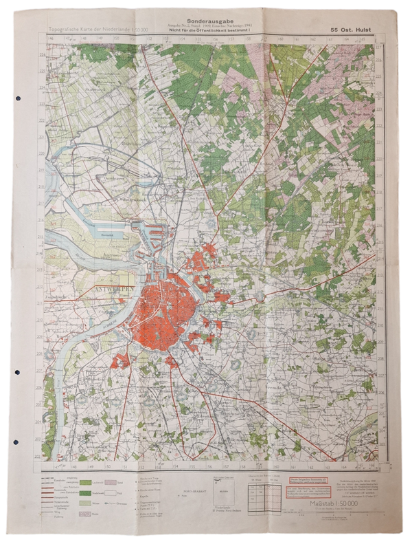 Original WW2 German Map - Sonderausgabe Ost Hulst (1942)