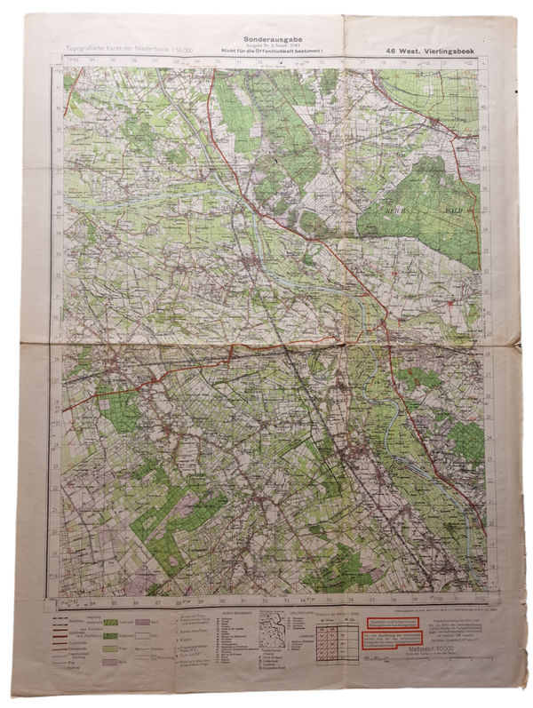 Original WW2 German Map - Sonderausgabe West Vierlingsbeek (1942)