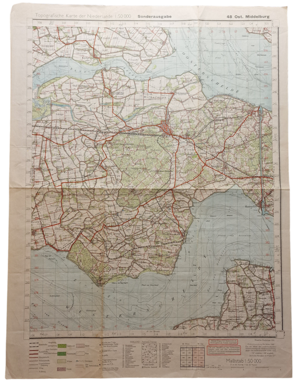 Original WW2 German Map - Sonderausgabe Ost Middelburg (1941)