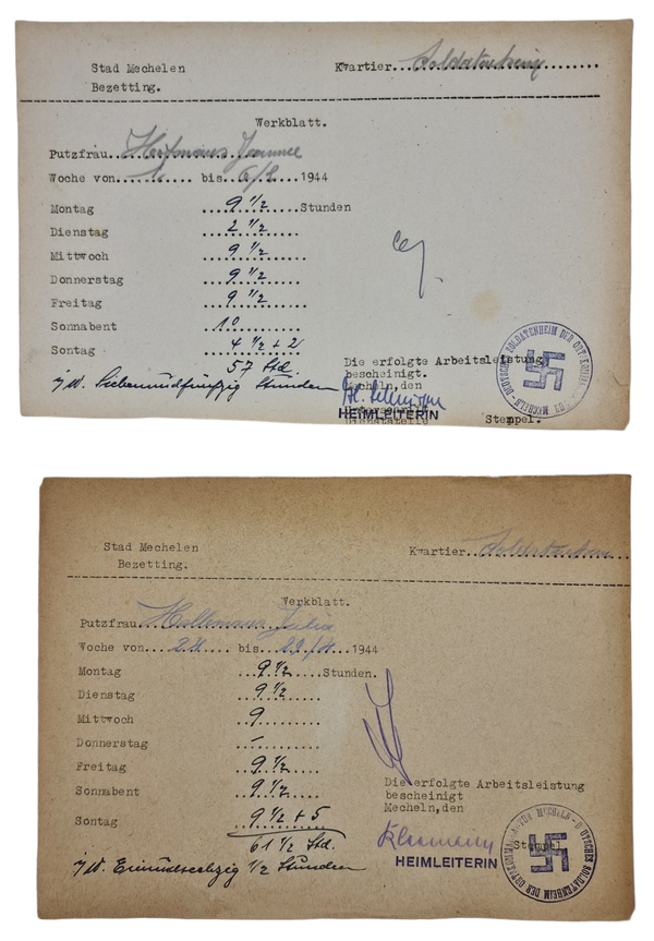 Original WW2 Flemish Document - Mechelen Werkblatt Soldatenheim (1944)