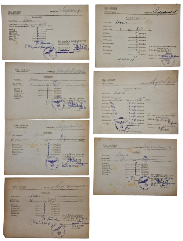 Original WW2 Flemish Document - Mechelen Werkblatt Stab Landesschutzen-Bataillon 773, Antwerpen (1943)