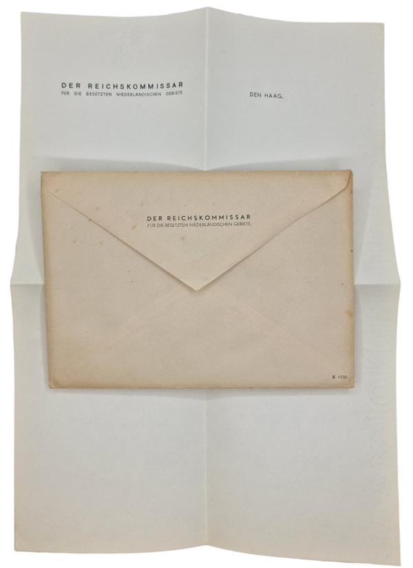 Original WW2 Dutch Document - Writing paper Der Reichskommissar für die Besetzten Niederländischen Gebiete, Seyss-Inquart