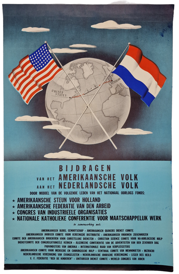 Original WW2 Dutch Liberation Poster - Marshallplan USA helps Holland