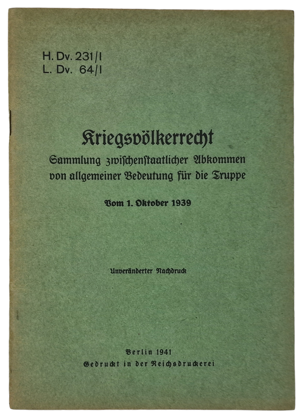 Original WW2 German Brochure - Kriegsvölkerrecht (1941)