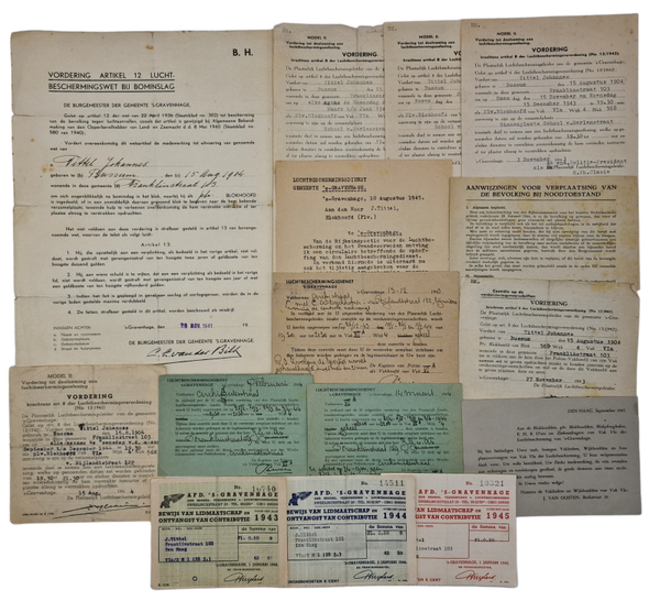 Original WW2 Dutch LBD Document - Luchtbeschermingsdienst The Hague Document set (1941 1945)