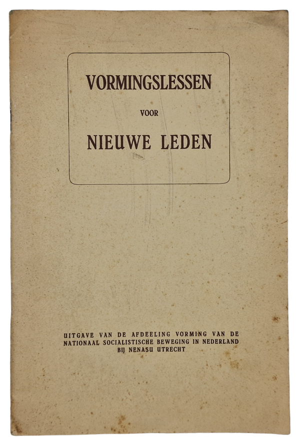 Original WW2 Dutch Collaboration NSB Brochure - Vormingslessen voor Nieuwe Leden (1941)