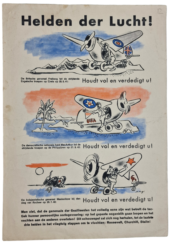 Original WW2 Dutch Collaboration NSB Flyer - ''Helden der Lucht'' (1942)