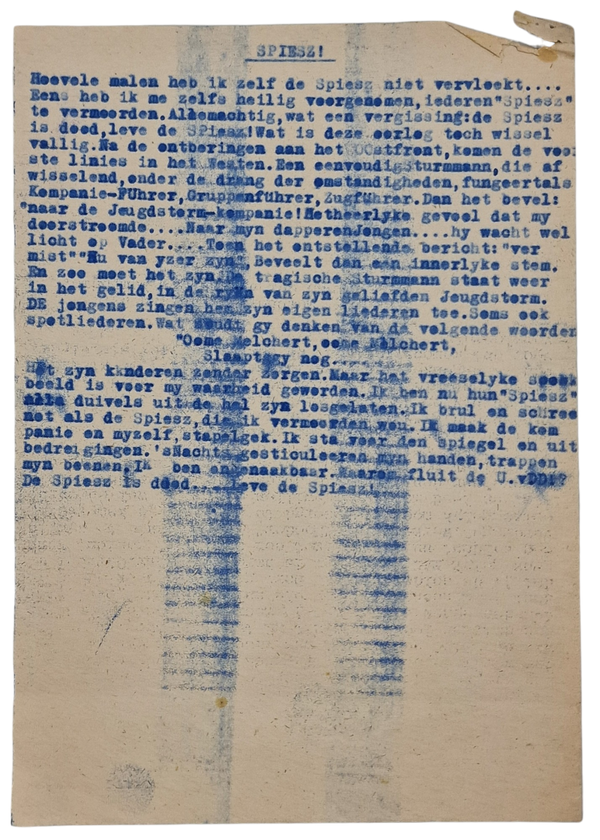 Original WW2 Dutch Waffen SS Document - Propaganda letter Melchert Schuurman Jr. Jeugdstorm Kompanie ''Spiesz!''