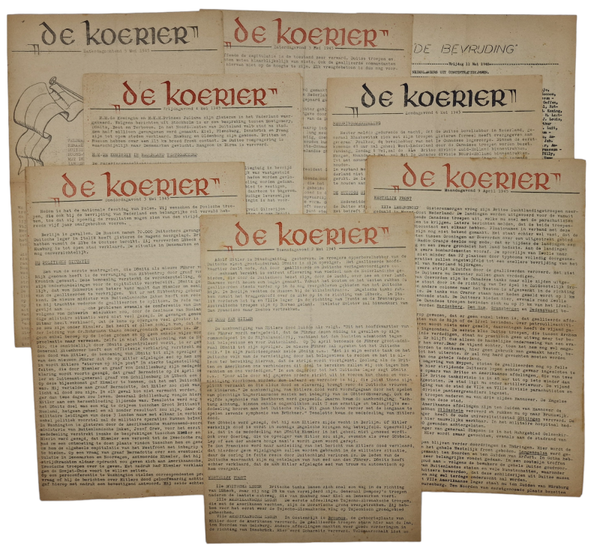 Original WW2 Dutch Resistance Newspaper - Newspaper set de Koerier, Amsterdam (1945)