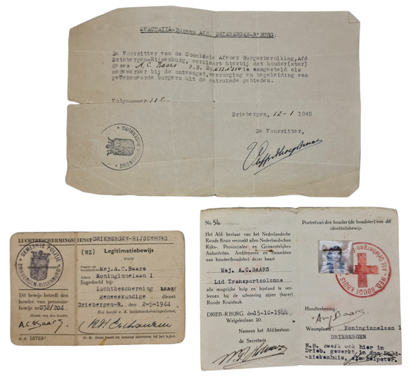 Original WW2 Dutch LBD Document - Luchtbeschermingsdienst Driebergen Rijsenburg medic (1944 1945)