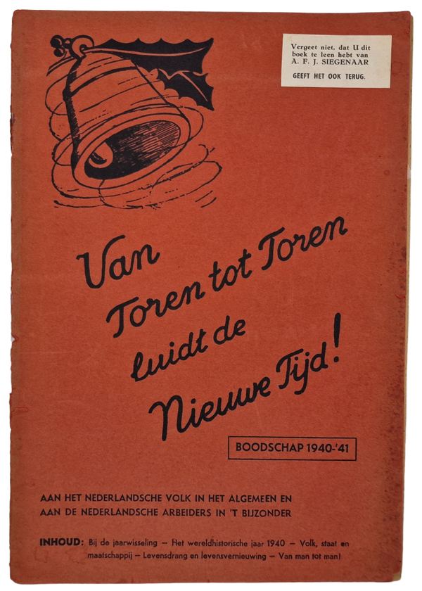 Original WW2 Dutch Collaboration NSB Brochure - NVV Van Toren tot Toren luidt de Nieuwe tijd (1941)