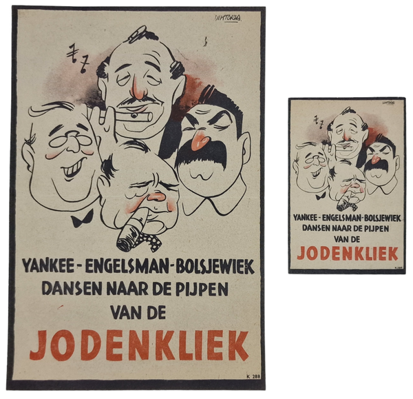 Original WW2 Antisemitic Dutch Collaboration NSB Flyer - Jodenkliek set