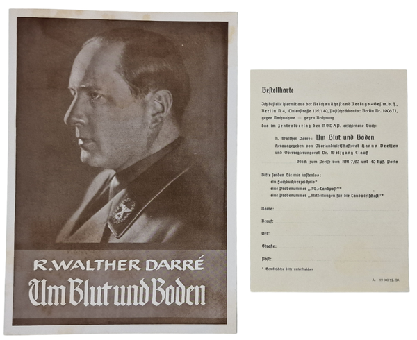 Original WW2 German Document - Um Blut und Boden Walther Darré advertisement folder