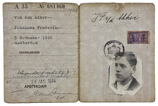 Original WW2 Dutch ID Card - Persoonsbewijs Amsterdam (1944)