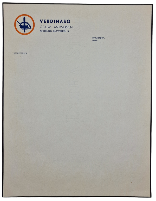 Original WW2 Flemish Collaboration Document - Verdinaso Gouw Antwerpen writing paper