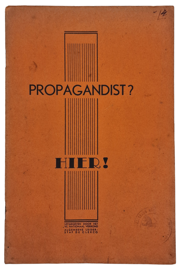 Original WW2 Flemish Collaboration Brochure - Vlaams Nationaal Verbond, Propagandist? Hier! Staf de Clercq