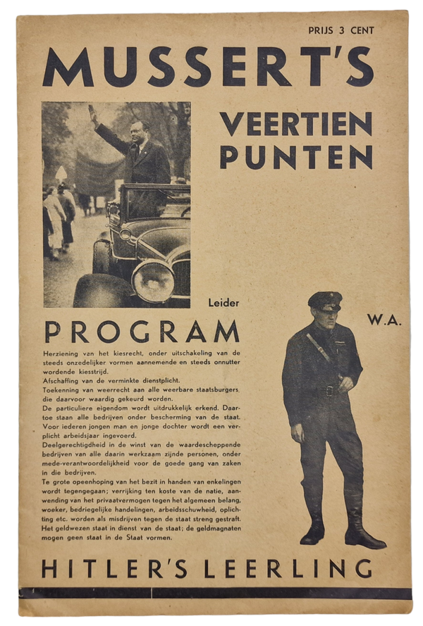 Original WW2 Dutch Collaboration NSB Brochure - Mussert's veertien punten (1935)