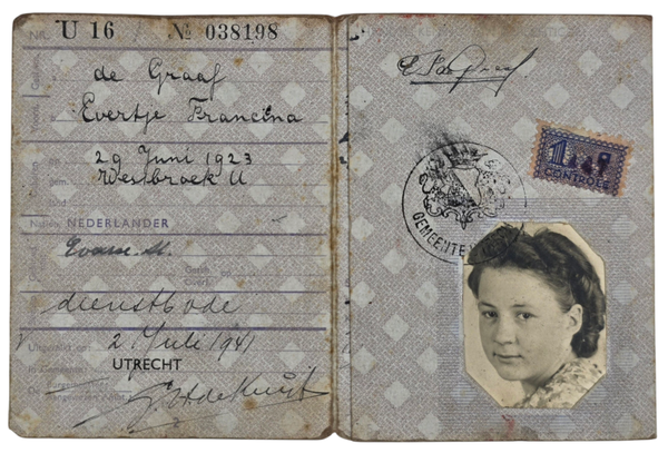 Original WW2 Dutch ID Card - Persoonsbewijs Westbroek, Utrecht, Maartensdijk (1941)