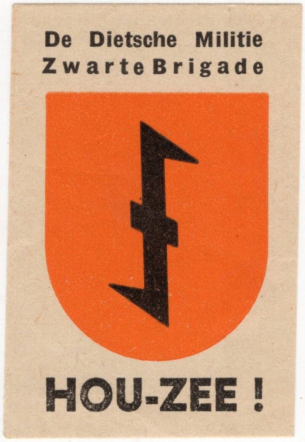 Original WW2 Flemish Collaboration Document - De Dietsche Militie Zwarte Brigade, Hou zee! stamp seal