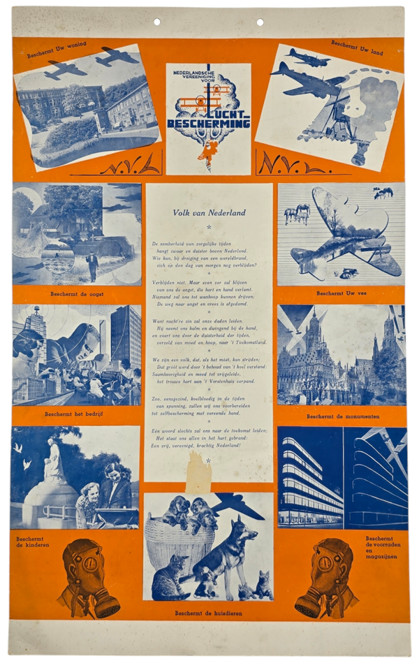 Original WW2 Dutch LBD Poster - Luchtbeschermingsdienst NVL Volk van Nederland, variant (1939)