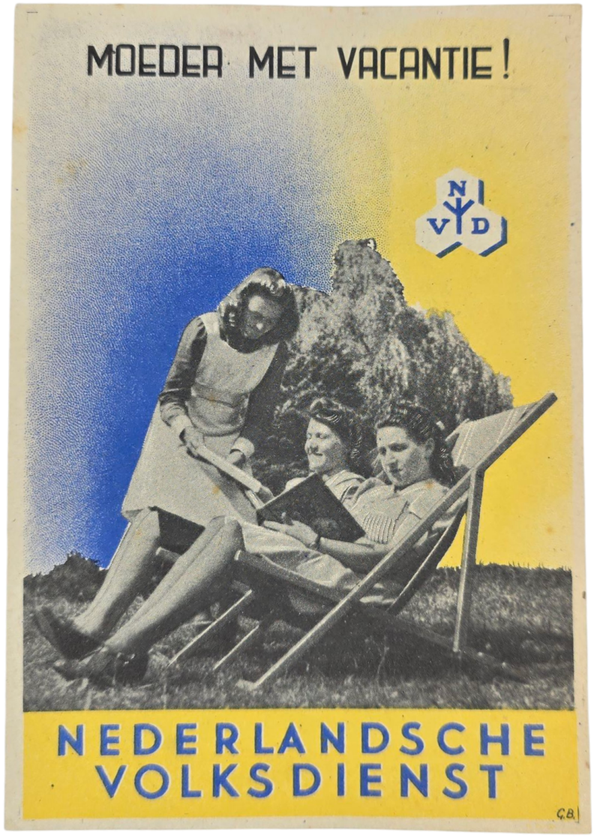 Original WW2 Dutch Collaboration NVD Document - Nederlandsche Volksdienst Moeder met vacantie!
