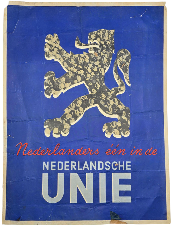 Original WW2 Dutch Collaboration Poster - Nederlanders een in de Nederlandsche Unie (1940)