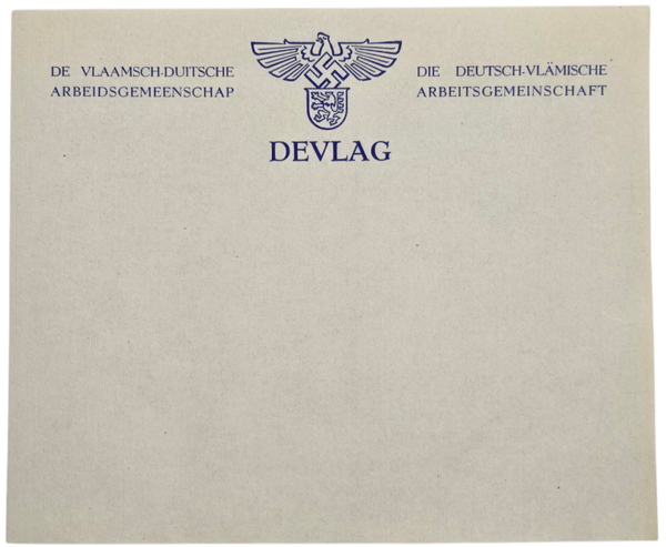 Original WW2 Flemish Collaboration Document - Devlag Vlaamsch-Duitsche Arbeidersgemeenschap writing paper