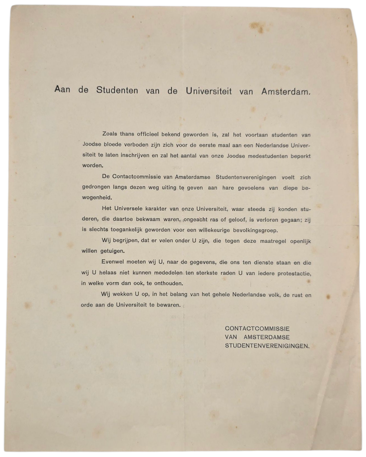 Original WW2 Dutch Resistance Document - UVA University of Amsterdam ...