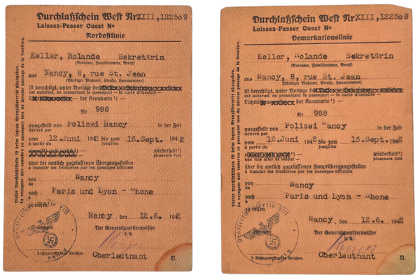 Original WW2 French Document - Dutchlassschein West, Nordostlinie, Nancy, France (1942)