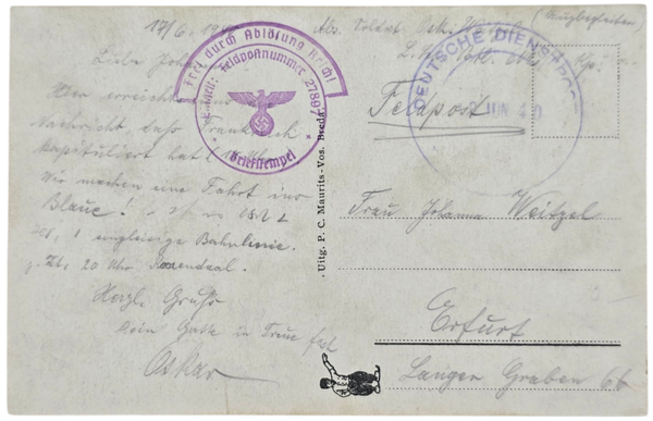 Original WW2 Dutch Document - Feldpost Bahnhofsoffizier 133 Zügleiter train conductor Breda (1940)