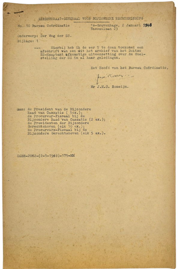 Original WW2 Dutch Document - Dutch research institute typed out SS brochure ''Der Weg der SS, Heinrich Himmler'' (1948)