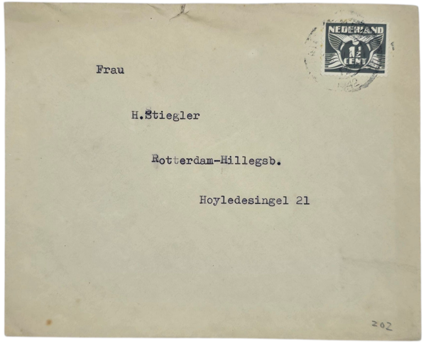 Original WW2 Dutch Document - Envelope NS Frauenschaft Rotterdam (1942)