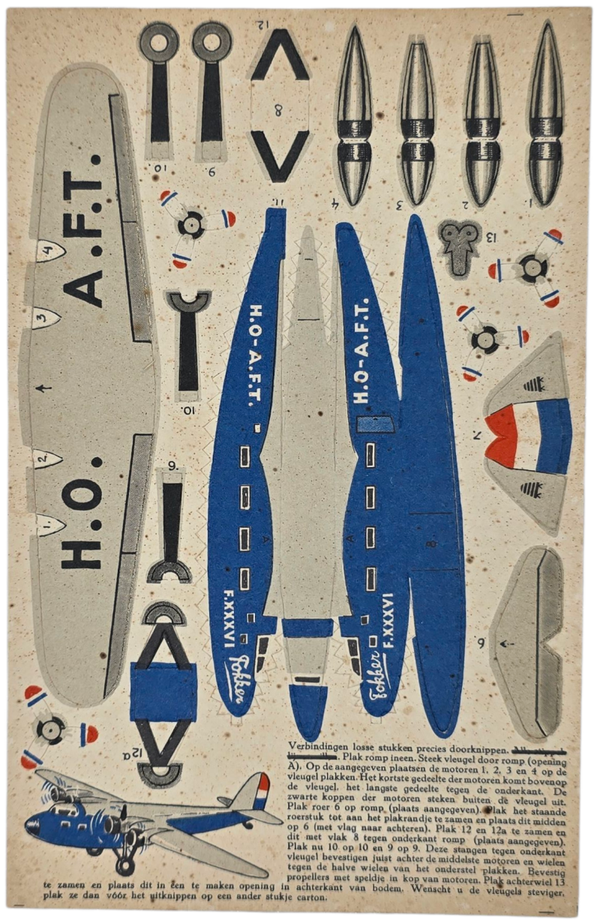 Original WW2 Dutch Document - Honig building kit airplane Fokker F 36 (1939)