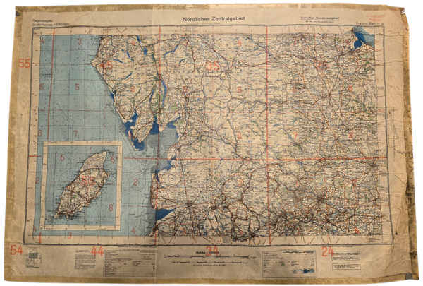 Original WW2 German Luftwaffe Map - Fliegerausgabe Great Britain England Nr. 2, Nördliches Zentralgebiet (1940)