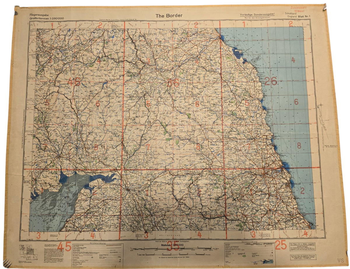 Original WW2 German Luftwaffe Map Fliegerausgabe Great Britain original-ww2-german-luftwaffe-map-fliegerausgabe-great-britain