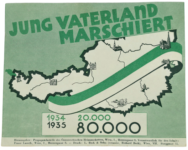 Original WW2 Austrian Document - Jung Vaterland Marschiert, Österreichischen Heimatschutzes (1935)