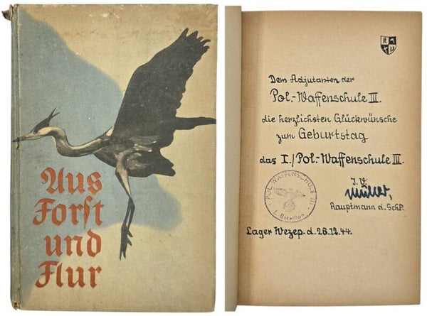 Original WW2 German Book - Aus Forst und Flur, Hermann Löns, Polizei Waffenschule III, Lager Wezep (1944)