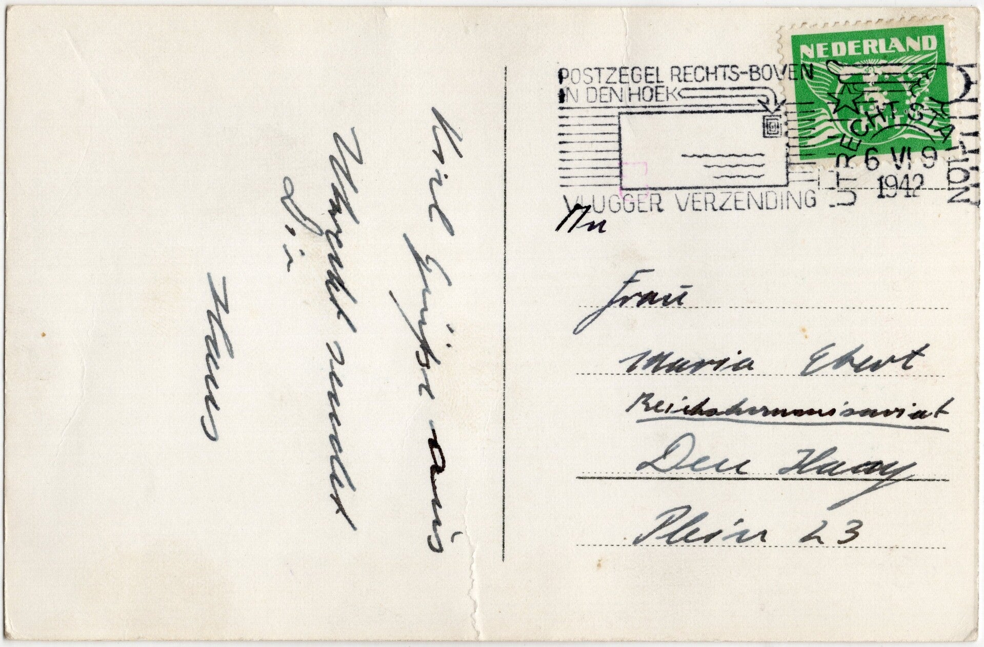 Original WW2 Dutch Postcard - Reichskommissariat Den Haag, Utrecht (1942)